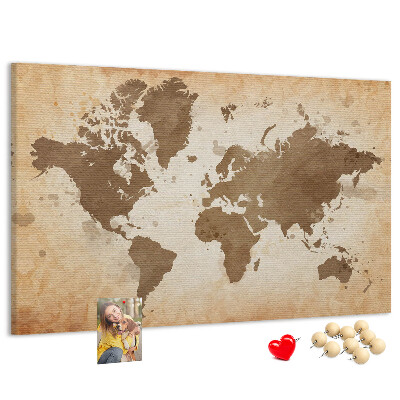Tableau en liège Une carte du monde dans des tons de brun