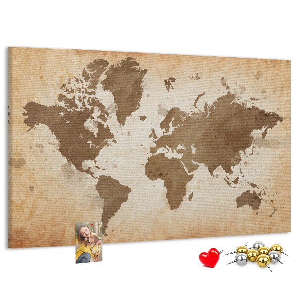 Tableau en liège Une carte du monde dans des tons de brun