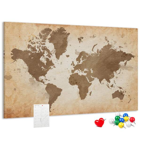 Tableau en liège Une carte du monde dans des tons de brun