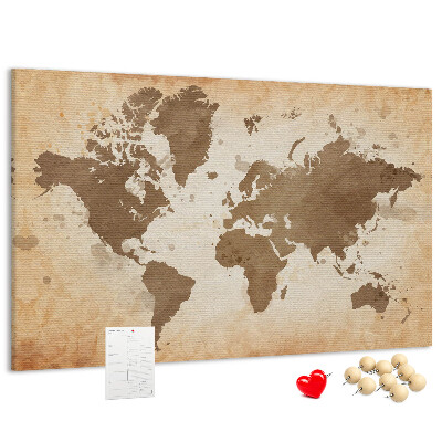 Tableau en liège Une carte du monde dans des tons de brun