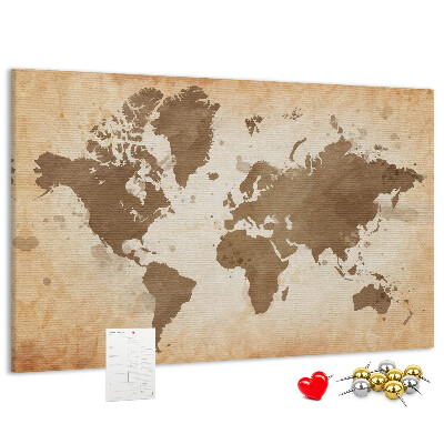 Tableau en liège Une carte du monde dans des tons de brun