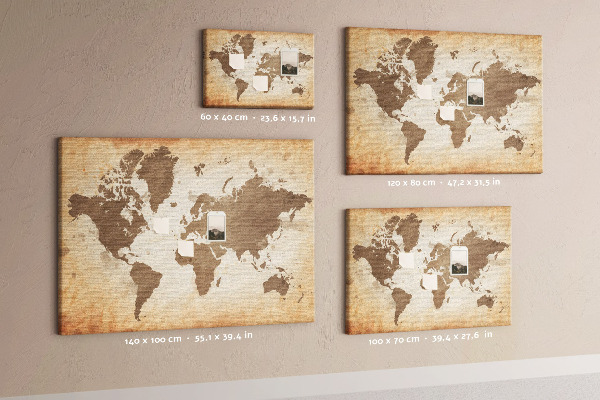 Tableau en liège Une carte du monde dans des tons de brun