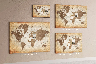 Tableau en liège Une carte du monde dans des tons de brun