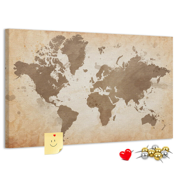 Tableau en liège Une carte du monde dans des tons de brun