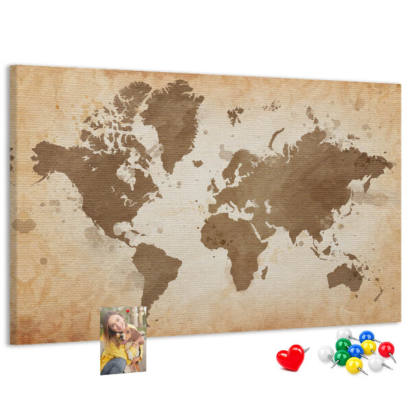 Tableau en liège Une carte du monde dans des tons de brun