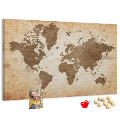 Tableau en liège Une carte du monde dans des tons de brun