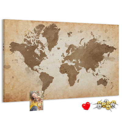 Tableau en liège Une carte du monde dans des tons de brun