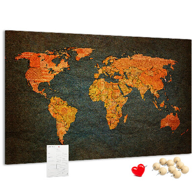 Tableau de liège Une ancienne carte du monde aux teintes chaudes