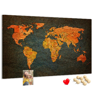 Tableau de liège Une ancienne carte du monde aux teintes chaudes