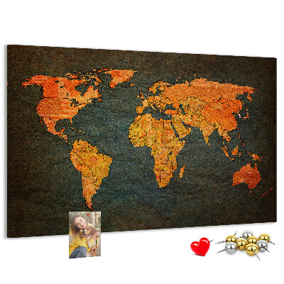 Tableau de liège Une ancienne carte du monde aux teintes chaudes