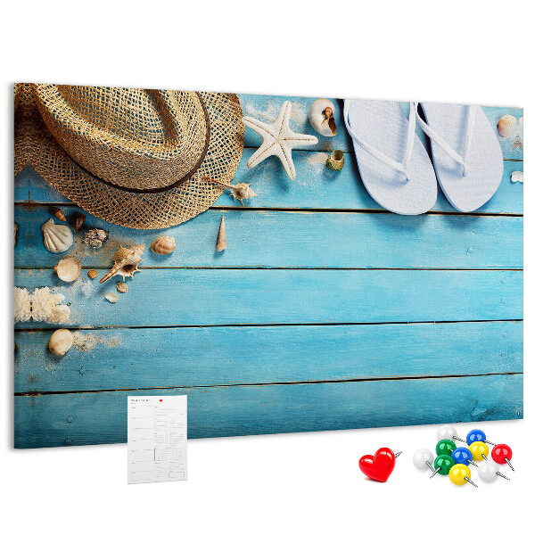 Tableau affichage liège Accessoires d'été pour la plage au soleil
