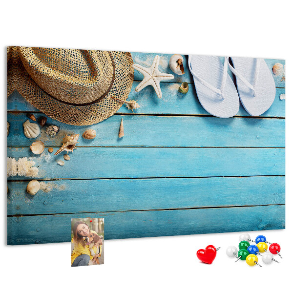 Tableau affichage liège Accessoires d'été pour la plage au soleil