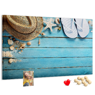 Tableau affichage liège Accessoires d'été pour la plage au soleil