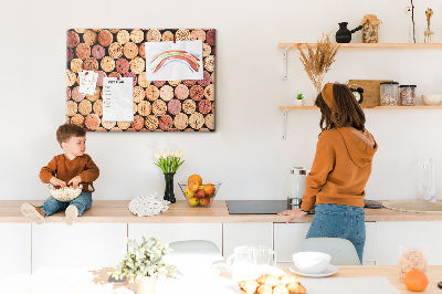 Tableau affichage liège Bouchons en bois de différentes teintes