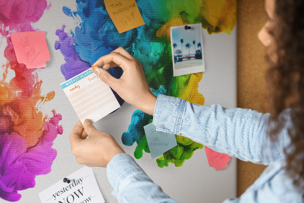 Tableau de liège Nuages de peinture colorés en mouvement