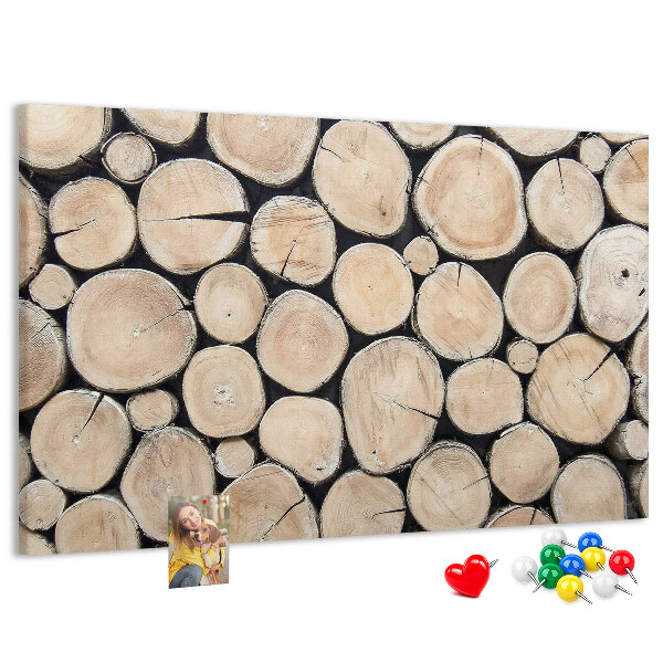 Tableau affichage liège Cercles en bois naturel en arrière-plan