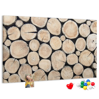 Tableau affichage liège Cercles en bois naturel en arrière-plan