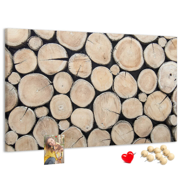 Tableau affichage liège Cercles en bois naturel en arrière-plan
