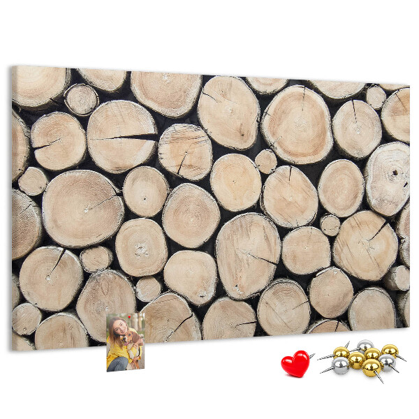 Tableau affichage liège Cercles en bois naturel en arrière-plan