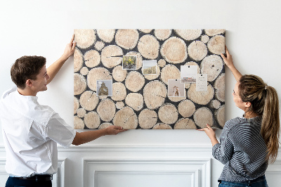 Tableau affichage liège Cercles en bois naturel en arrière-plan