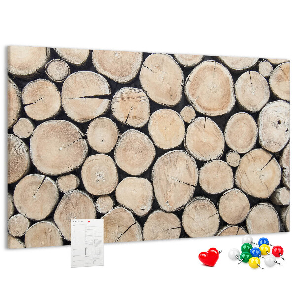 Tableau affichage liège Cercles en bois naturel en arrière-plan