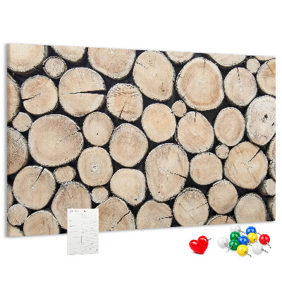 Tableau affichage liège Cercles en bois naturel en arrière-plan