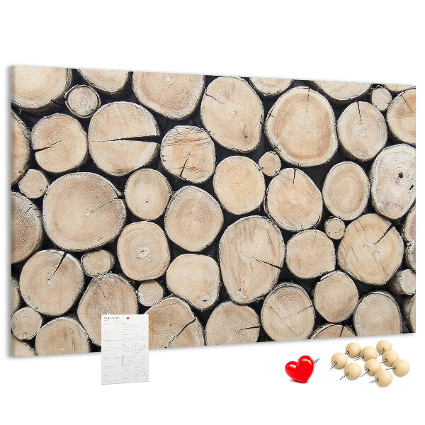 Tableau affichage liège Cercles en bois naturel en arrière-plan