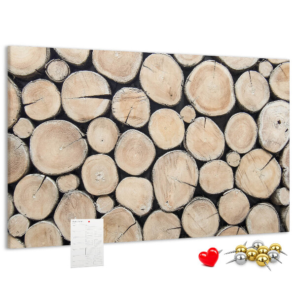 Tableau affichage liège Cercles en bois naturel en arrière-plan