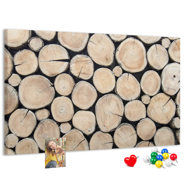 Tableau affichage liège Cercles en bois naturel en arrière-plan