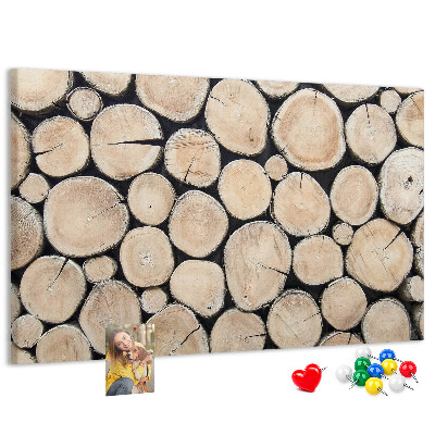 Tableau affichage liège Cercles en bois naturel en arrière-plan