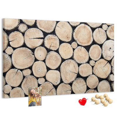 Tableau affichage liège Cercles en bois naturel en arrière-plan