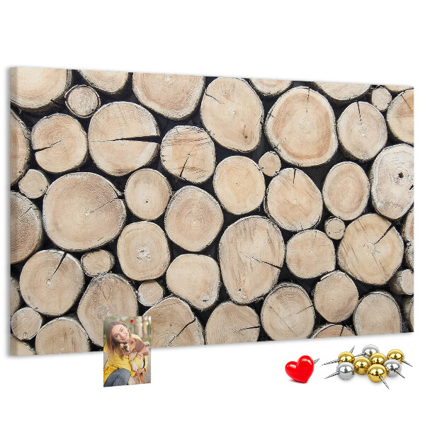 Tableau affichage liège Cercles en bois naturel en arrière-plan