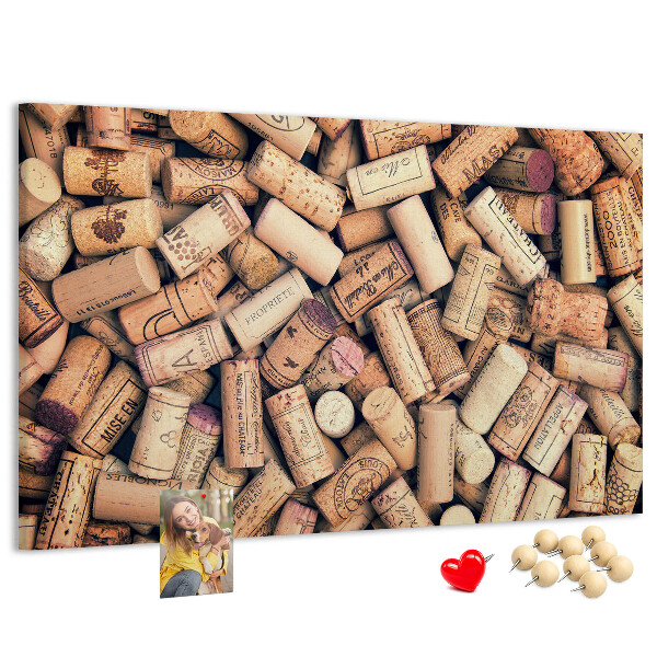 Tableau en liège Bouchons de vin de différents modèles.