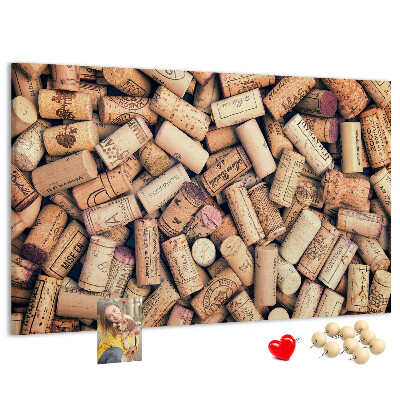 Tableau en liège Bouchons de vin de différents modèles.