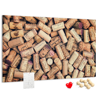 Tableau en liège Bouchons de vin de différents modèles.