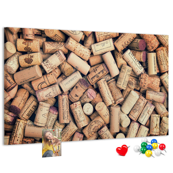 Tableau en liège Bouchons de vin de différents modèles.