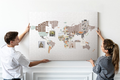 Tableau de liège Carte du monde avec les noms des pays