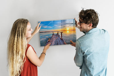 Tableau magnétique mural Jetée sur le lac