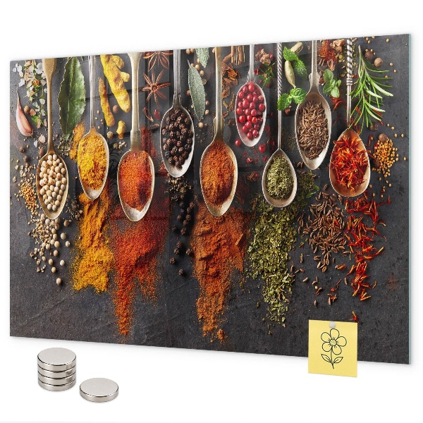 Tableau magnétique Épices sur des cuillères