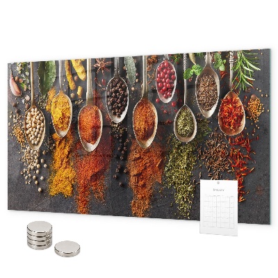 Tableau magnétique Épices sur des cuillères