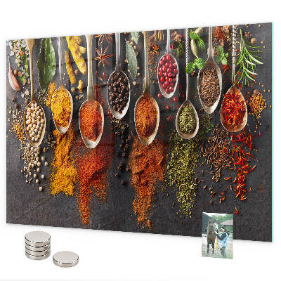 Tableau magnétique Épices sur des cuillères