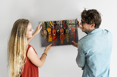 Tableau magnétique Épices sur des cuillères