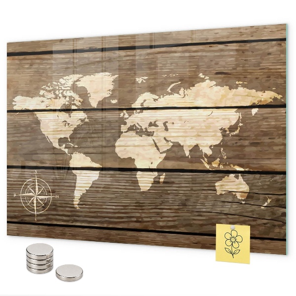 Tableau magnétique Carte du monde sur le plateau
