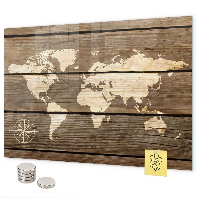 Tableau magnétique Carte du monde sur le plateau