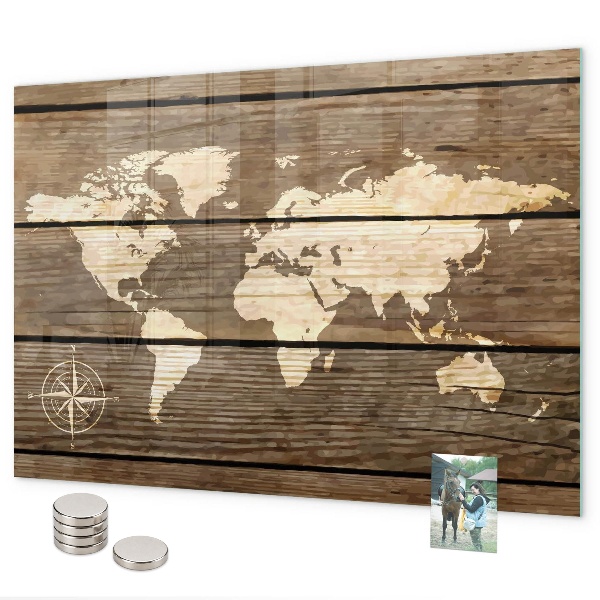 Tableau magnétique Carte du monde sur le plateau