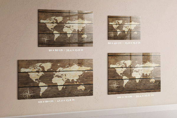 Tableau magnétique Carte du monde sur le plateau