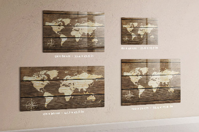 Tableau magnétique Carte du monde sur le plateau
