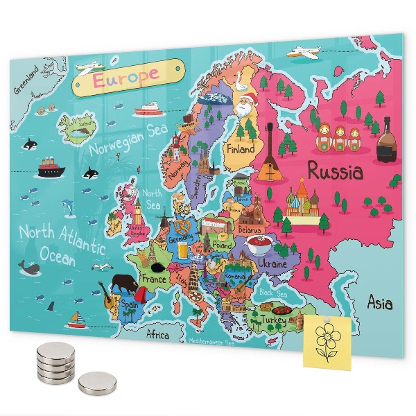 Tableau magnétique mural Carte de l'Europe