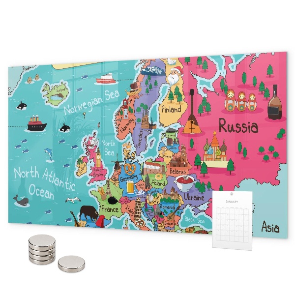 Tableau magnétique mural Carte de l'Europe