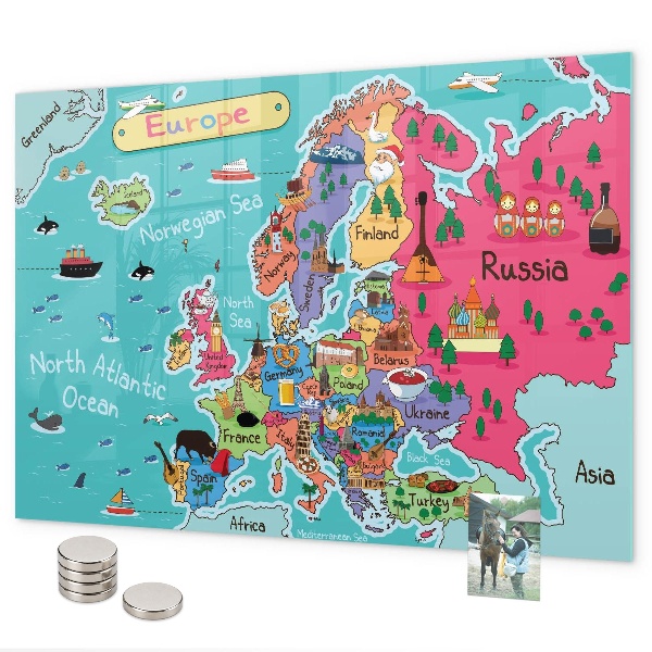 Tableau magnétique mural Carte de l'Europe